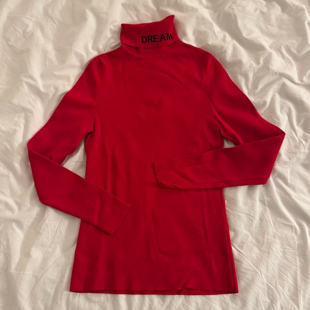 Red Viscose Turtleneck Sweater